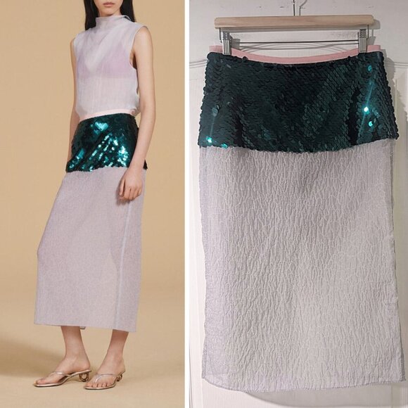 NEW Zara | Contrast Sequined Midi Skirt - Picture 1 of 15